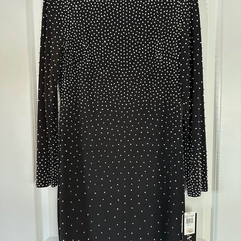 Xscape Black Dress with Rhinestones